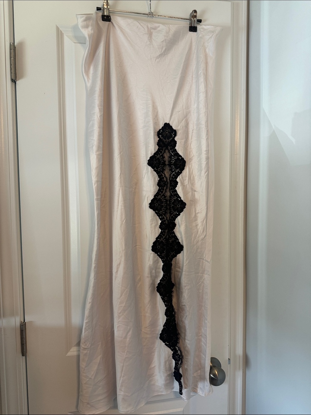 NWOT! Victoria Secret White Slip skirt with Black Lace Applique
